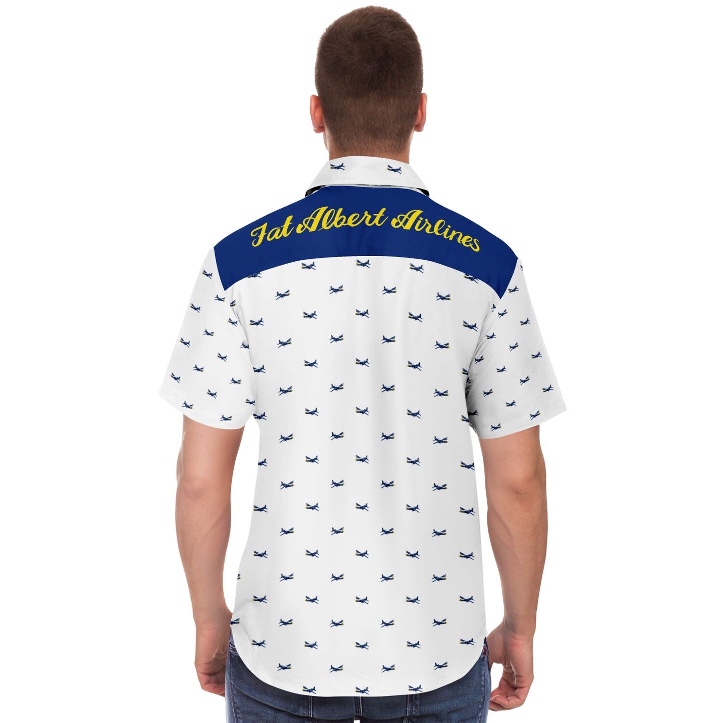 Blue angels example Short Sleeve Button Down Shirt - AOP