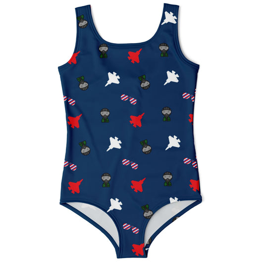 Jenna Grant XS F-35C  lil fighter girls swimsuit Kids One-Piece Swimsuit -