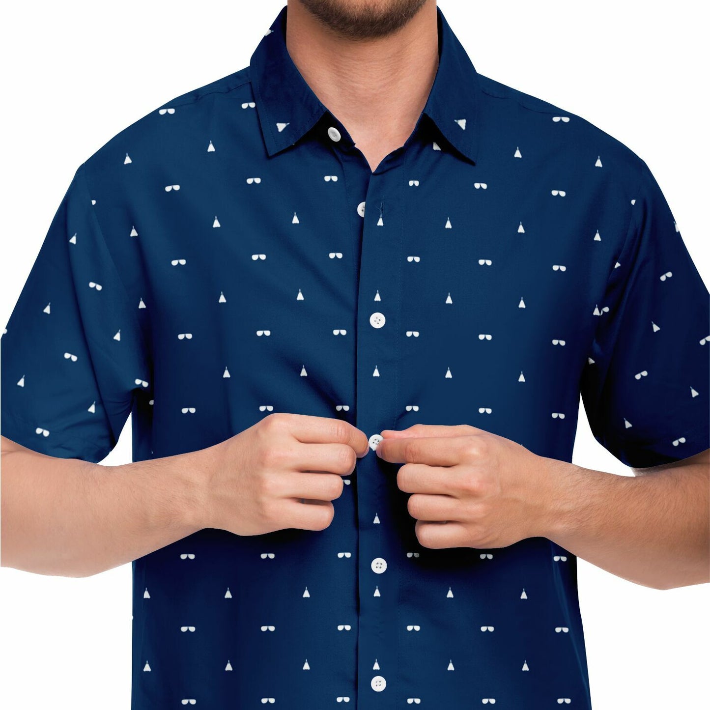 F-14 wings back #64 and white Short Sleeve Button Down Shirt