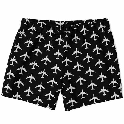 KC-135 (with boom) Black and #5 Swim Trunks Men - AOP