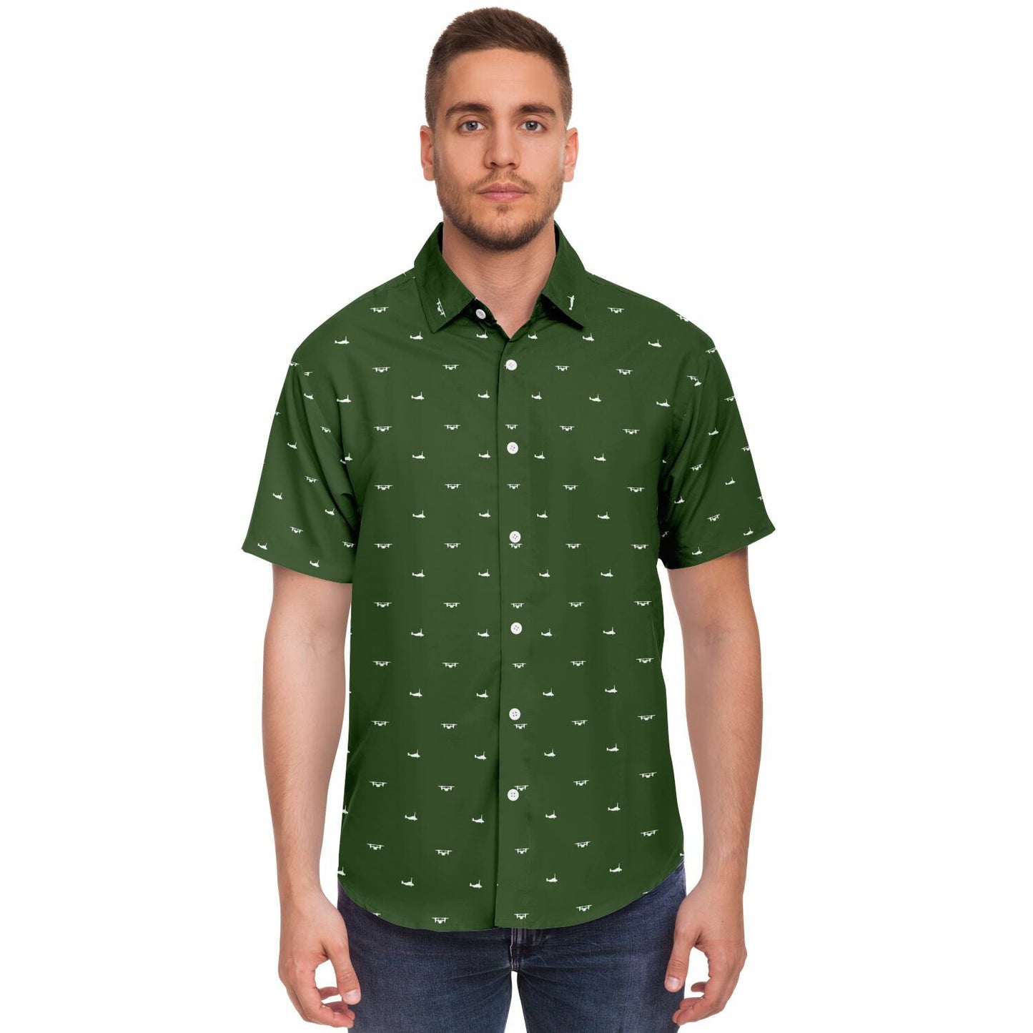 Justein Stefanski Large VMM265 ospreys green Short Sleeve Button Down Shirt -