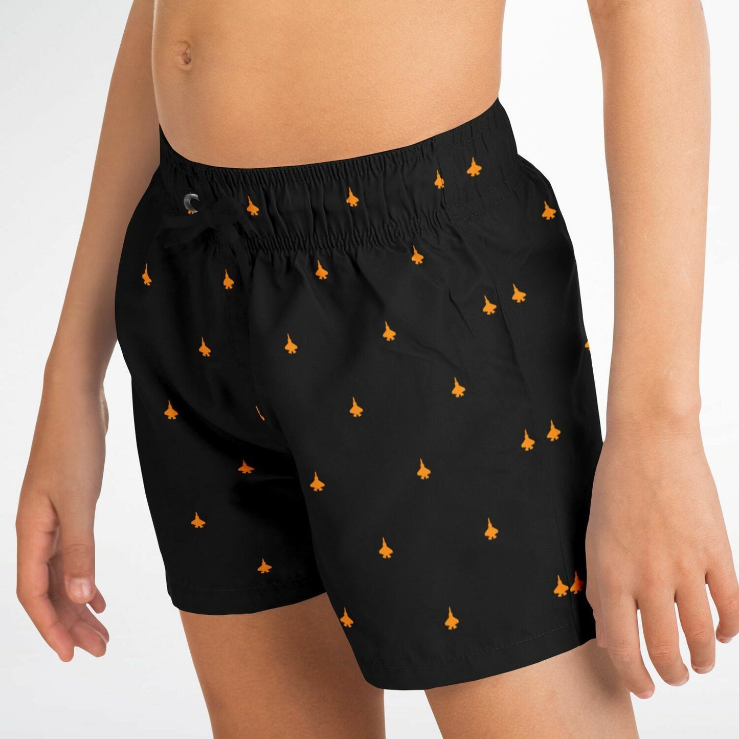 F-35C #9 f8a01 orange and black Kids Swim Trunks - AOP