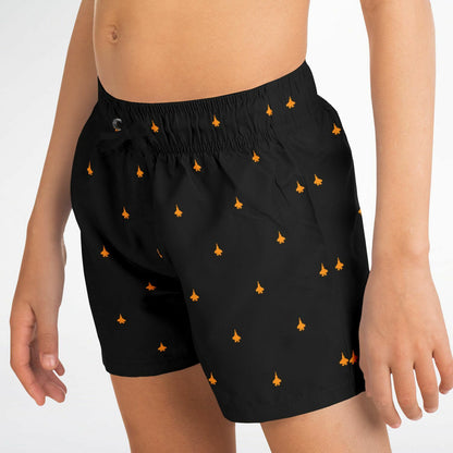 F-35C #9 f8a01 orange and black Kids Swim Trunks - AOP