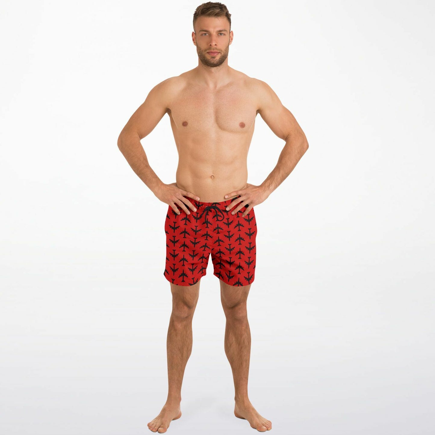 KC-135 (with boom) BOLD Mens Swim Trunks  #48 and black