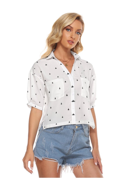 'Plane Classy' Cropped Womens V-Neck Shirt