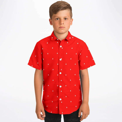 Paul Hollrith Medium F-16 #8 and #6 Kids/Youth Short Sleeve Button Down Shirt - AOP