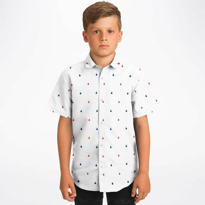F-16 and F-35B Kids/Youth Short Sleeve Button Down Shirt