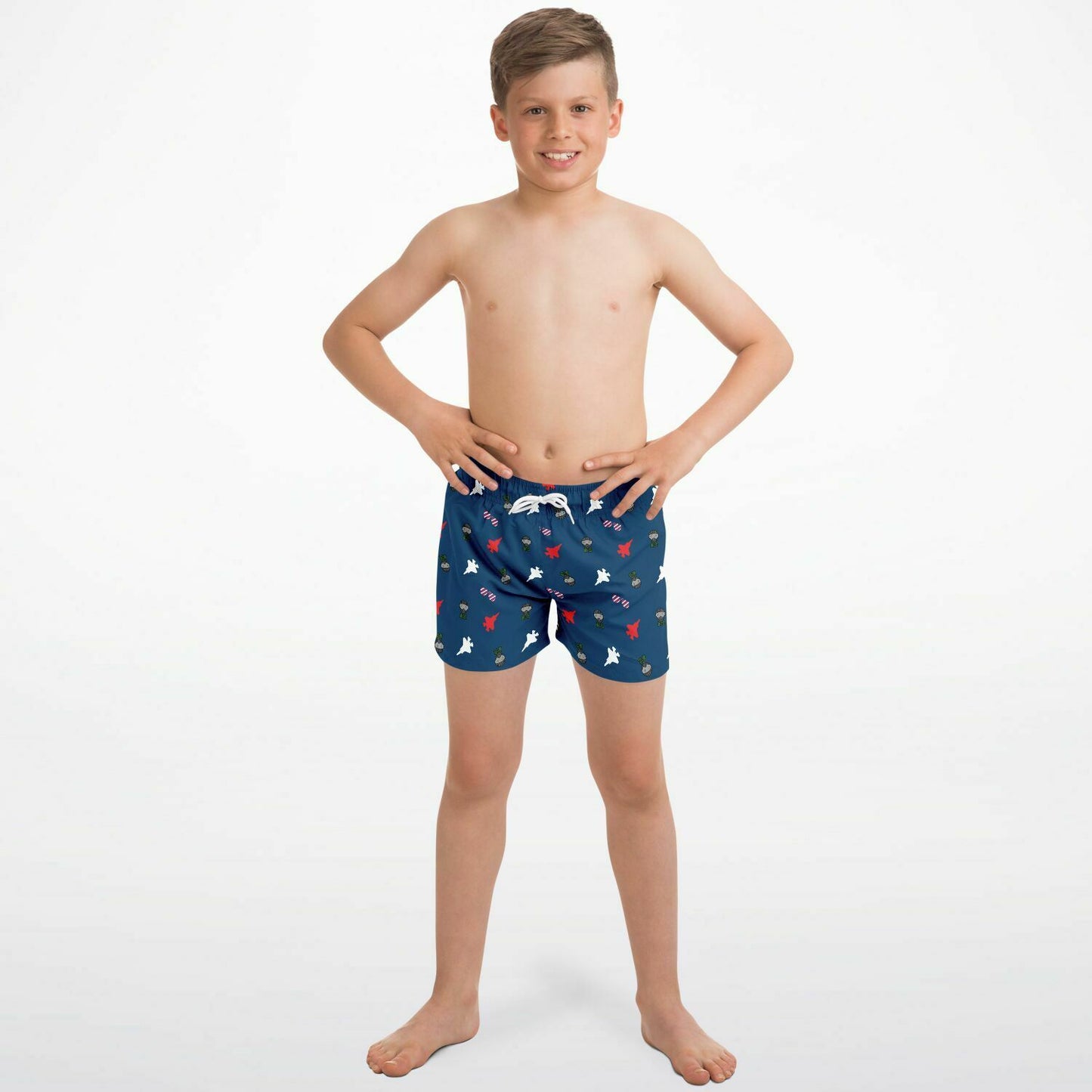 Teresa Misch Medium F-35B Lil Fighter Kids Swim Trunks - AOP