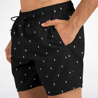 AV-8B Harrier stroked black and white Swim Trunks Men - AOP