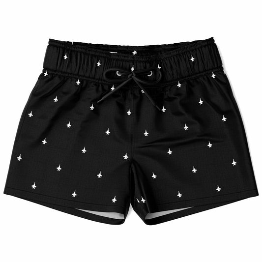 F-18 stroked black and white ashleys order Kids Swim Trunks - AOP