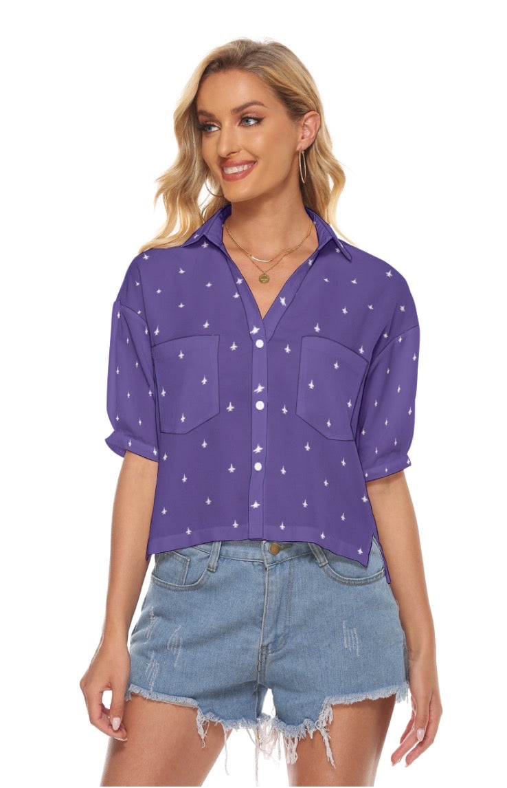 'Plane Classy' Cropped Womens V-Neck Shirt