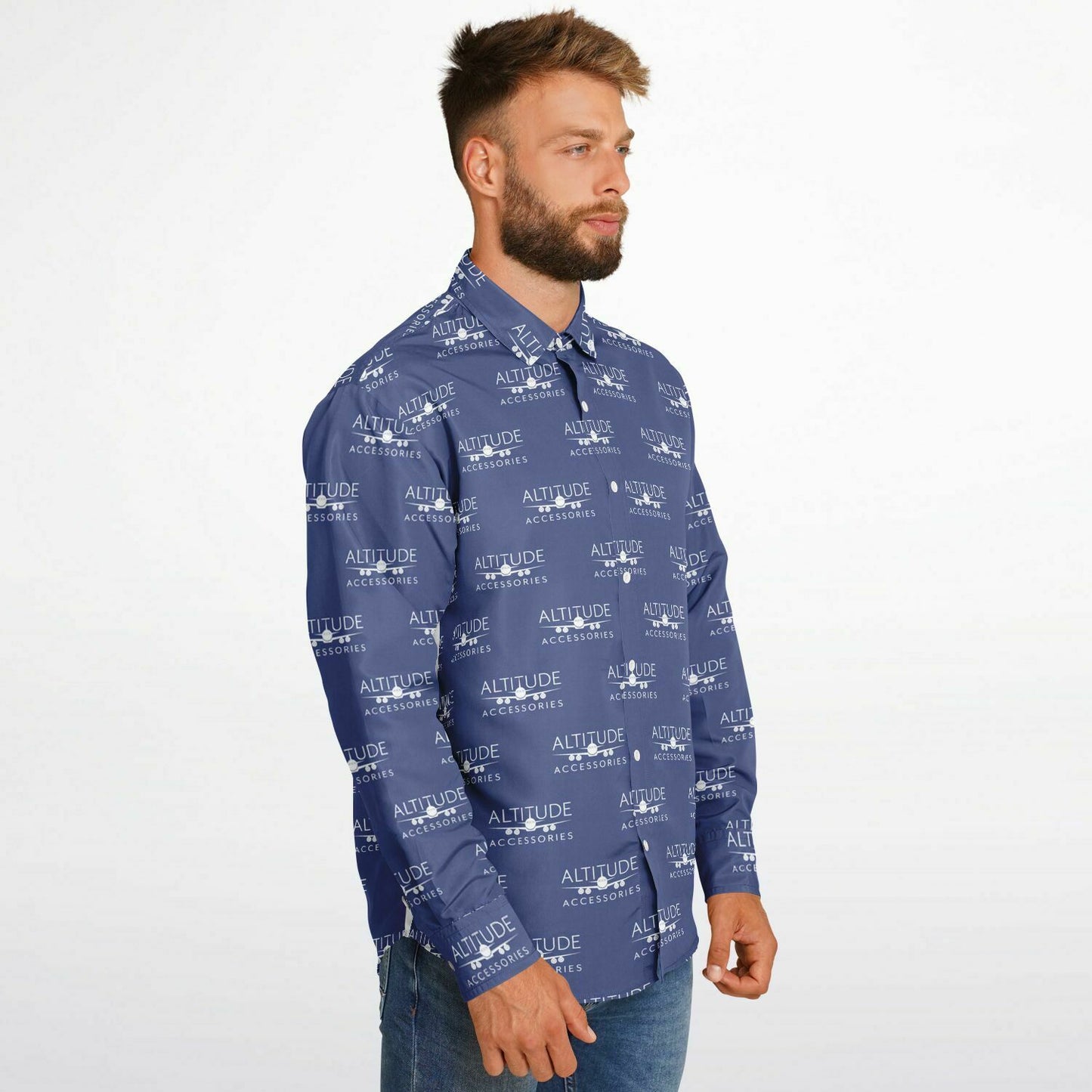 Mens Long Sleeve Button Down Shirt - AOP