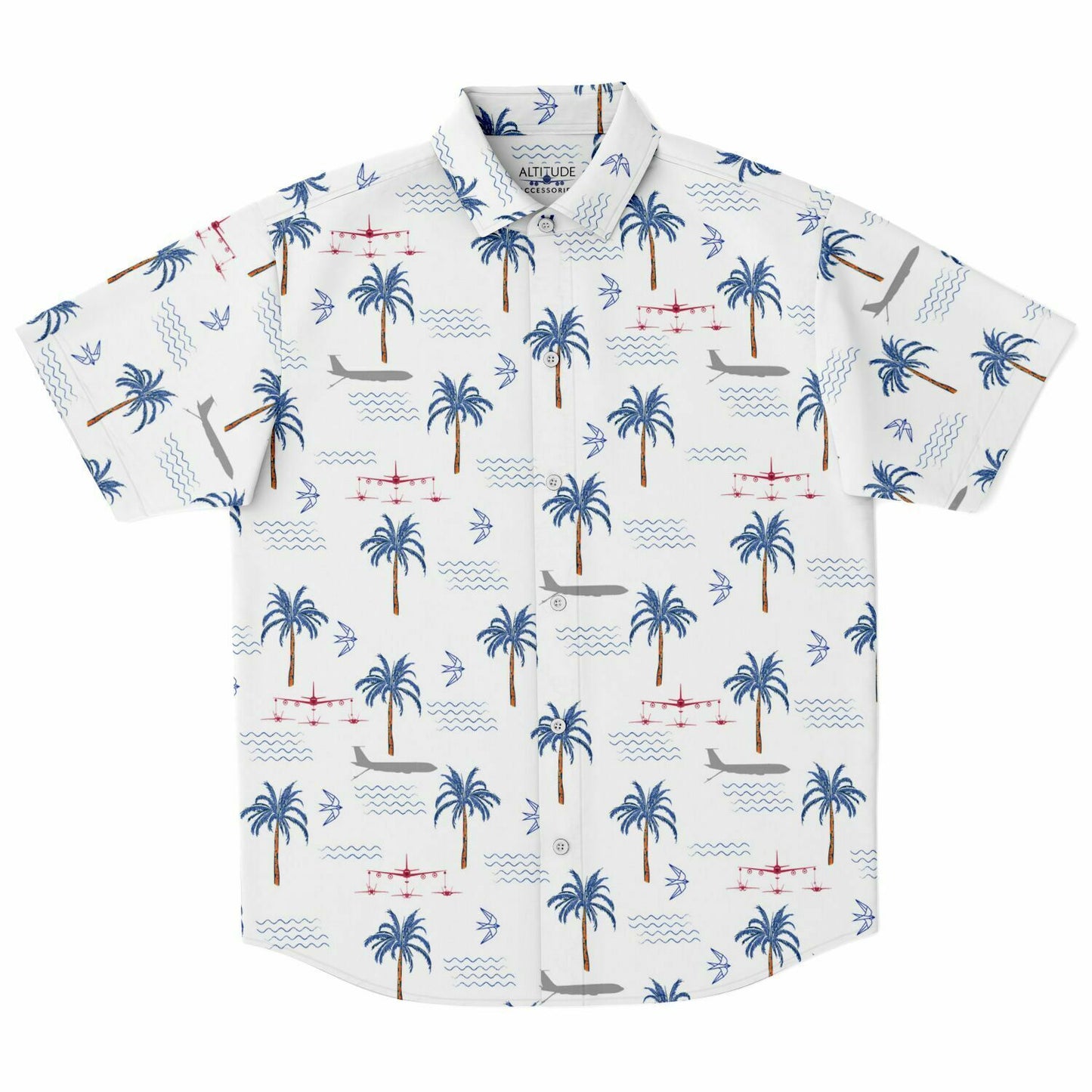 Metrea | CASS White Hawaiian Original Button Down Shirt featuring the NEW logo