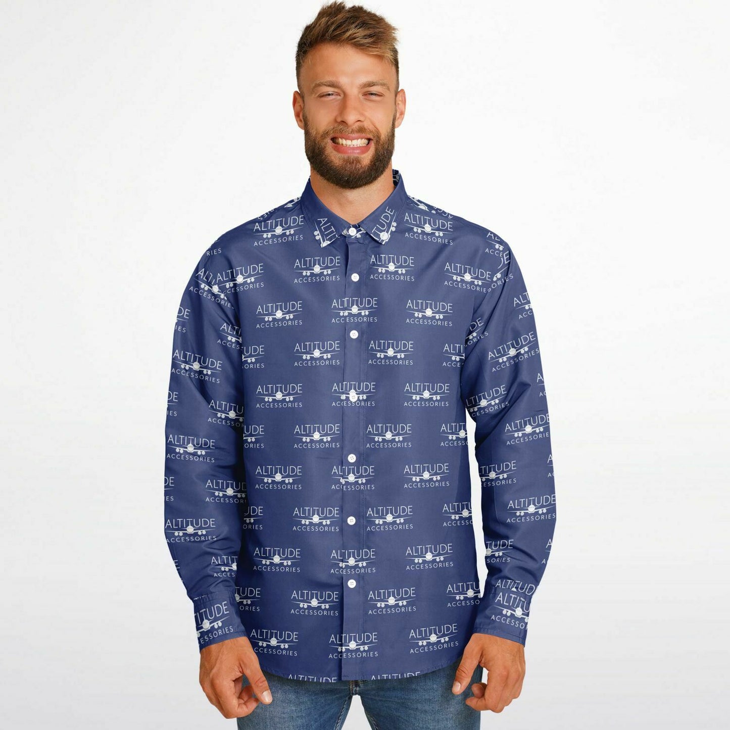 Mens Long Sleeve Button Down Shirt - AOP