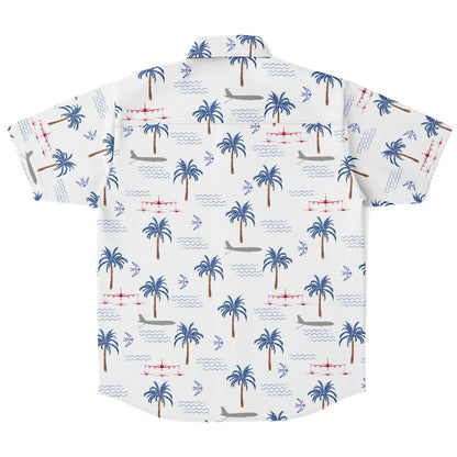 Metrea | CASS White Hawaiian Original Button Down Shirt featuring the NEW logo
