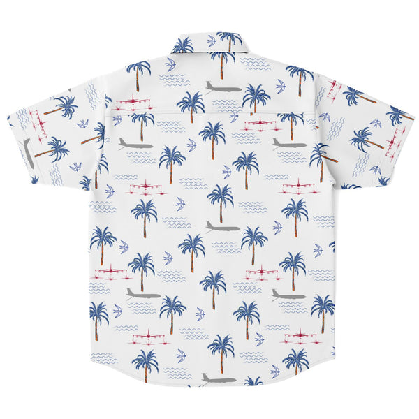 CASS Refueling White Hawaiian Print Button Down Shirt NEW BIRD!