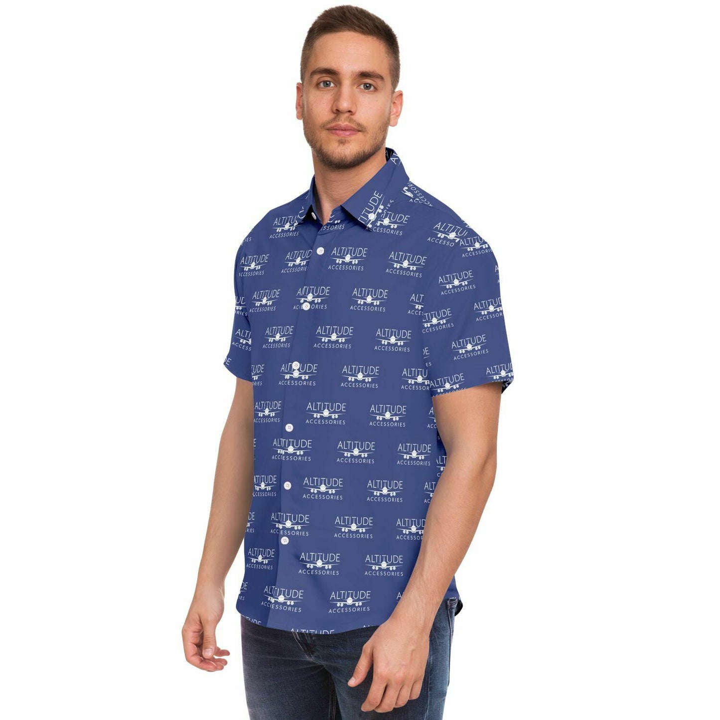 Mens Short Sleeve Button Down Shirt - AOP