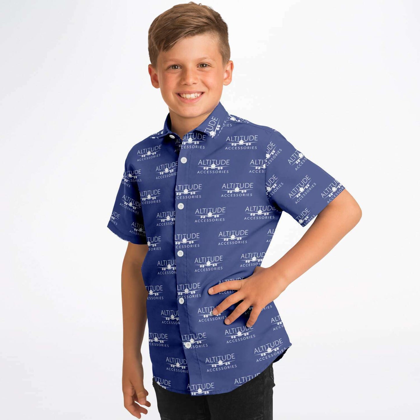 Kids/Youth Short Sleeve Button Down Shirt - AOP