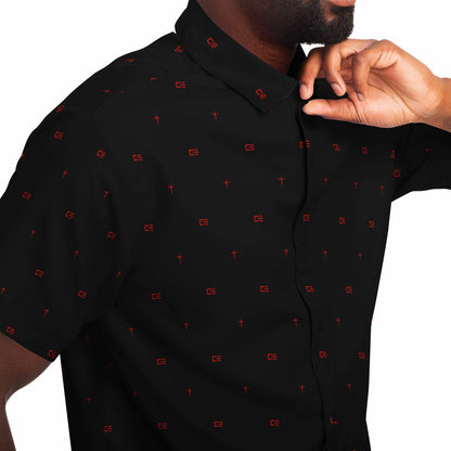 'CRUSH EVERYTHING' Men's Short Sleeve Button Down Shirt