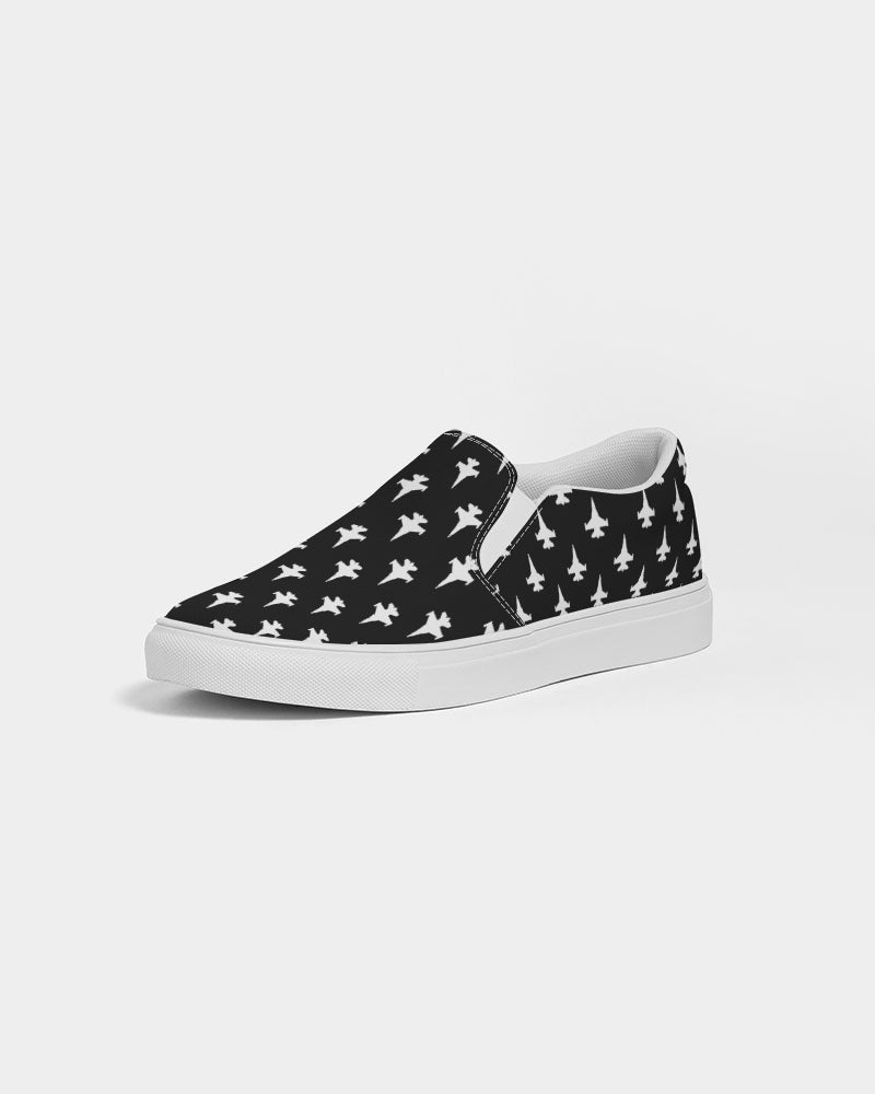 F-16 stroked black Women's Slip-On Canvas Shoe