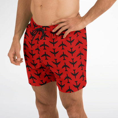 KC-135 (with boom) BOLD Mens Swim Trunks  #48 and black