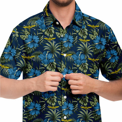 Tailhook 2024 PILOT Blue Flowers Hawaiian Short Sleeve Button Down Shirt