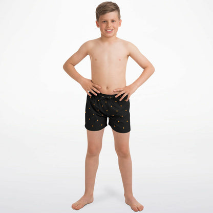 F-35C #9 f8a01 orange and black Kids Swim Trunks - AOP