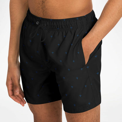 A-10 #64 and black subtle stroked Swim Trunks Men - AOP
