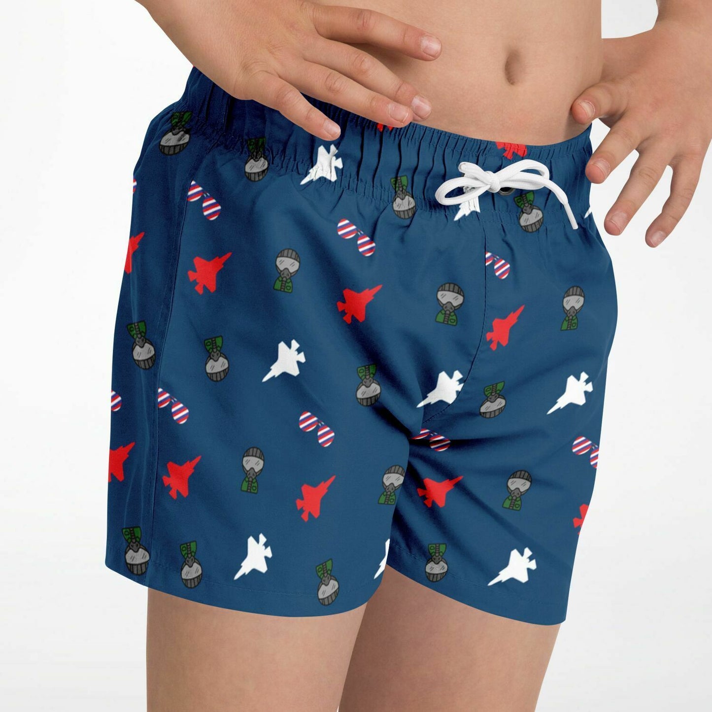 Teresa Misch Medium F-35B Lil Fighter Kids Swim Trunks - AOP