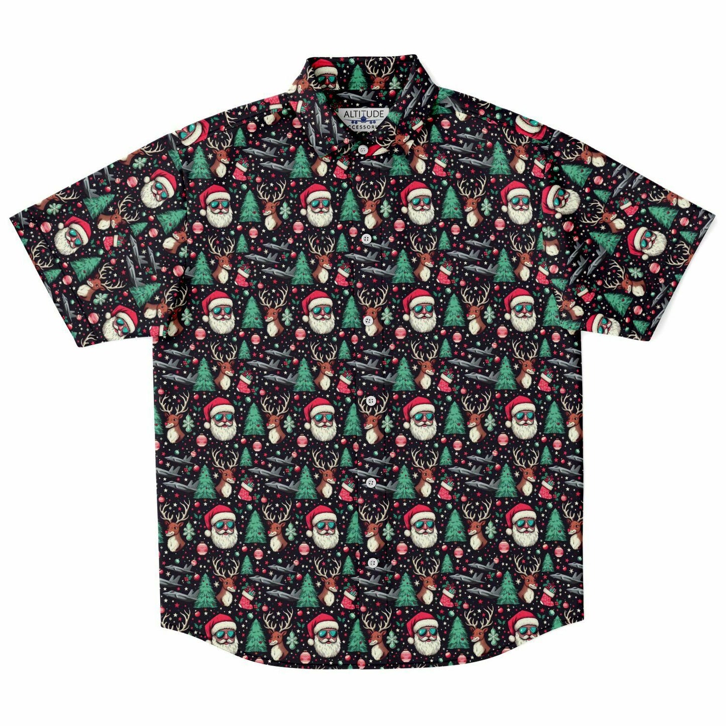 F-35 2023 Christmas Short Sleeve Button Down Shirt - AOP