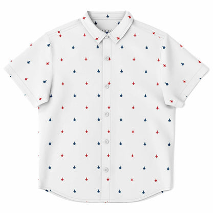 F-16 and F-35B Kids/Youth Short Sleeve Button Down Shirt