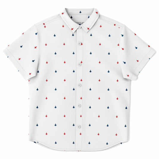 F-16 and F-35B Kids/Youth Short Sleeve Button Down Shirt