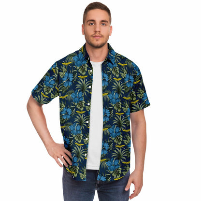 Tailhook 2024 NFO-WSO Blue Flowers Hawaiian Short Sleeve Button Down Shirt