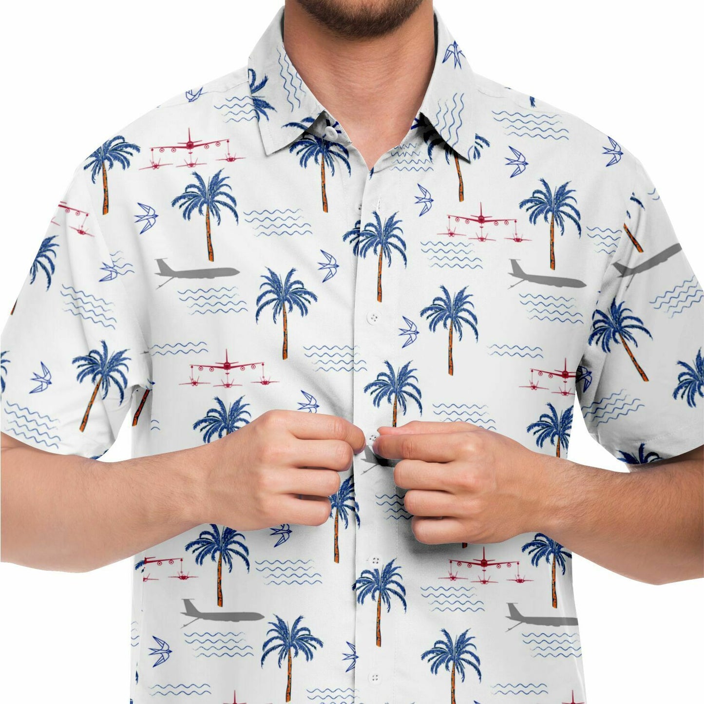Metrea | CASS White Hawaiian Original Button Down Shirt featuring the NEW logo