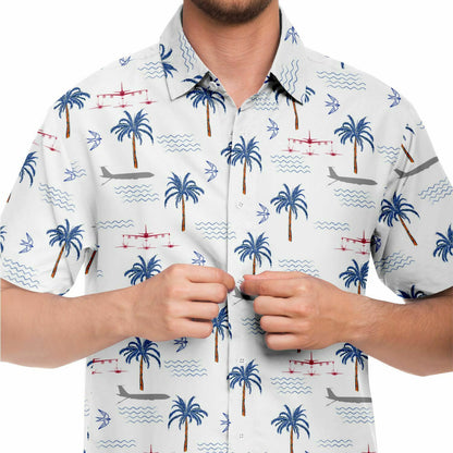 Metrea | CASS White Hawaiian Original Button Down Shirt featuring the NEW logo