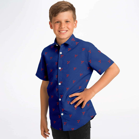 VFA-11 'The Red Rippers' Bolt and Balls Short Sleeve KidsYouth Button Down Shirt