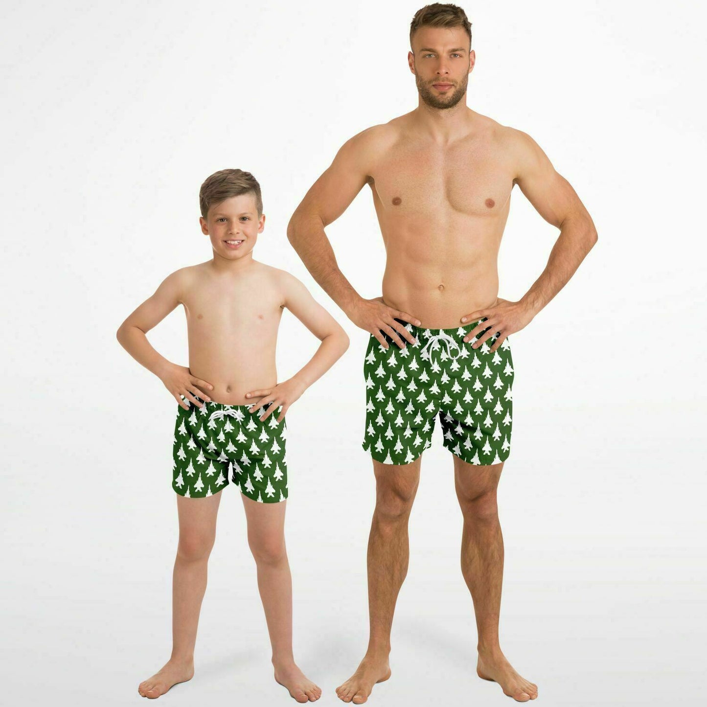 F-15E #61 and #6 Mens AND Kids Swim Trunks Set - AOP