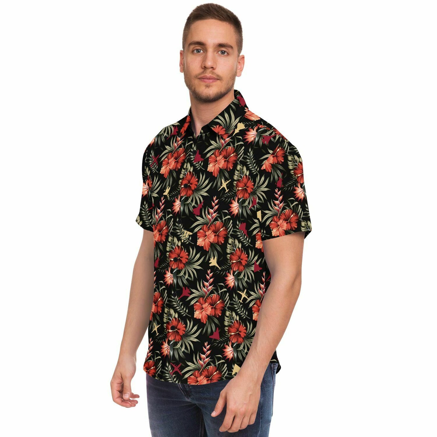 Grim Reapers '4 plane' Short Sleeve Button Down Shirt