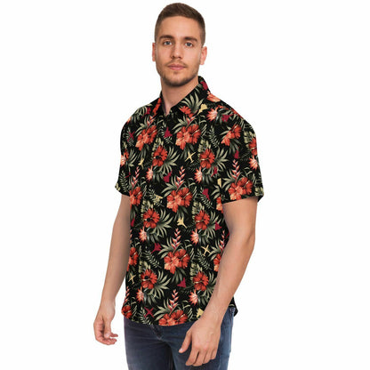 Grim Reapers '4 plane' Short Sleeve Button Down Shirt