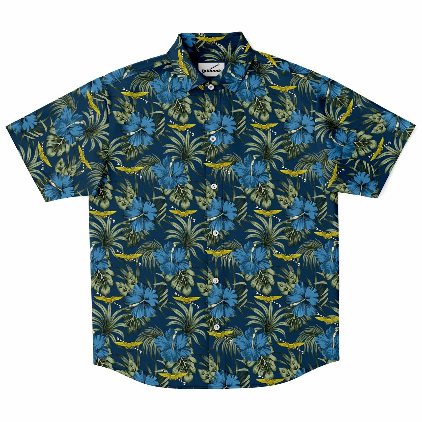 Tailhook 2024 NFO-WSO Blue Flowers Hawaiian Short Sleeve Button Down Shirt