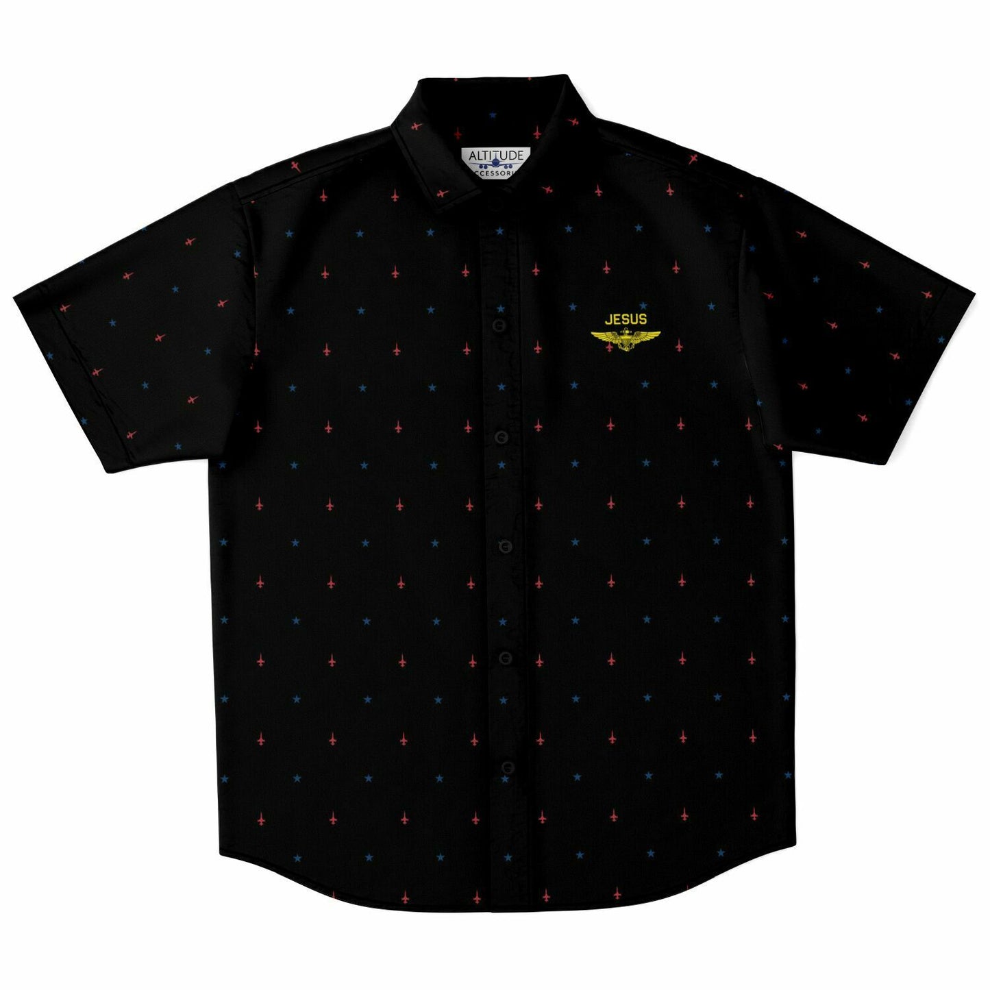 VMFA-402 jesus black Short Sleeve Button Down Shirt - AOP