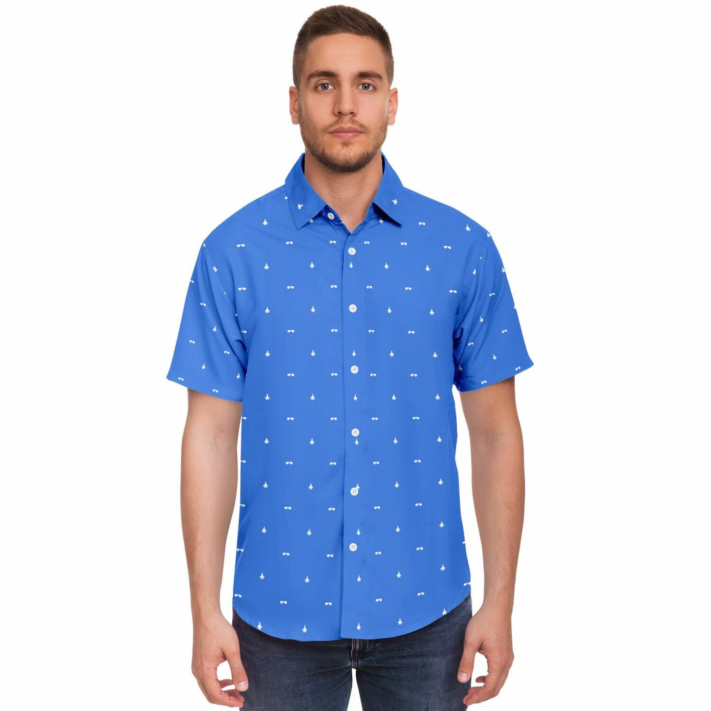 F-35B and glasses stroked. Short Sleeve Button Down Shirt - AOP