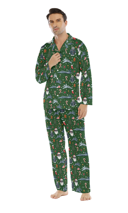 Mens Lapel Christmas Pajamas