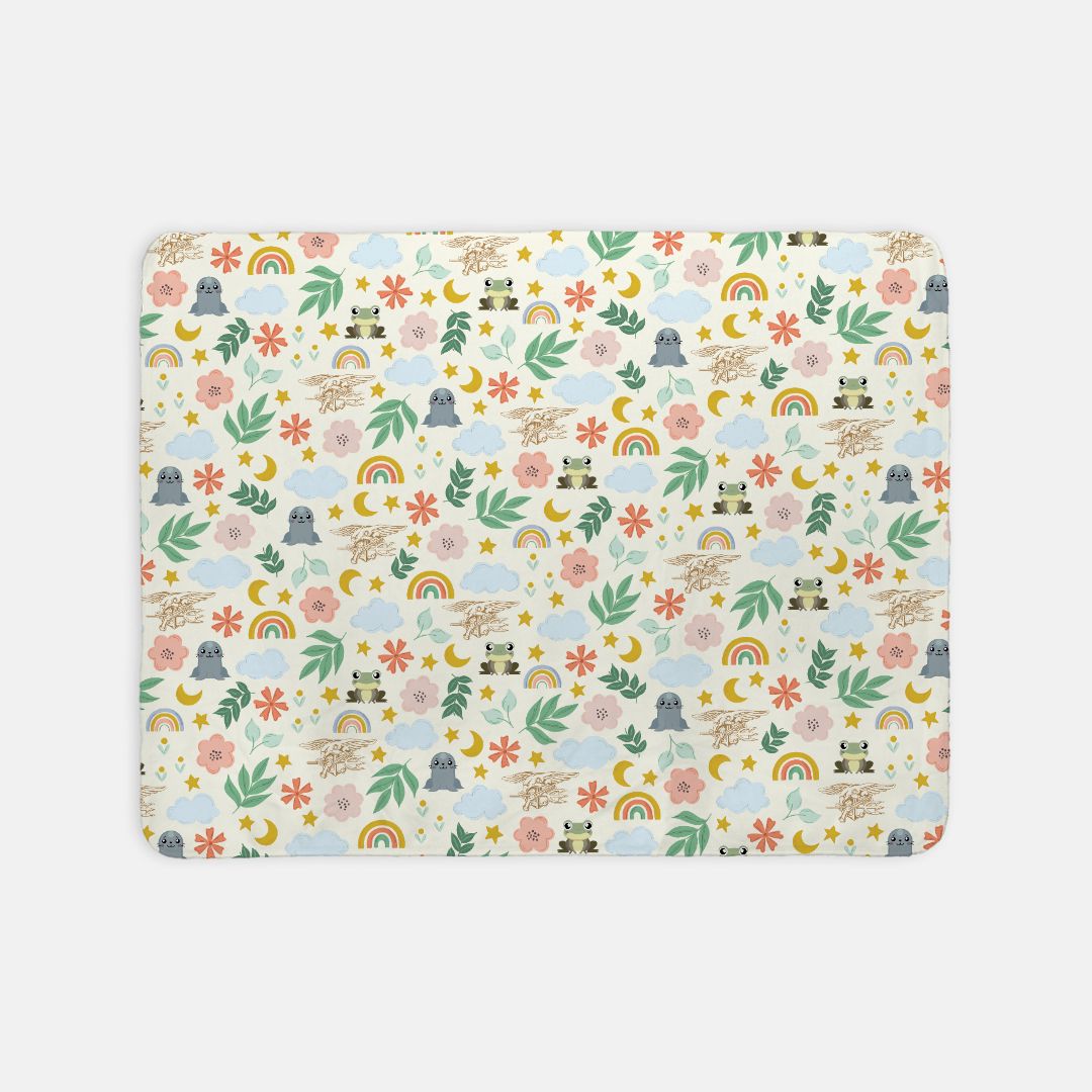 Baby SEAL Sherpa Blanket - Girl Pattern - 30" x 40"