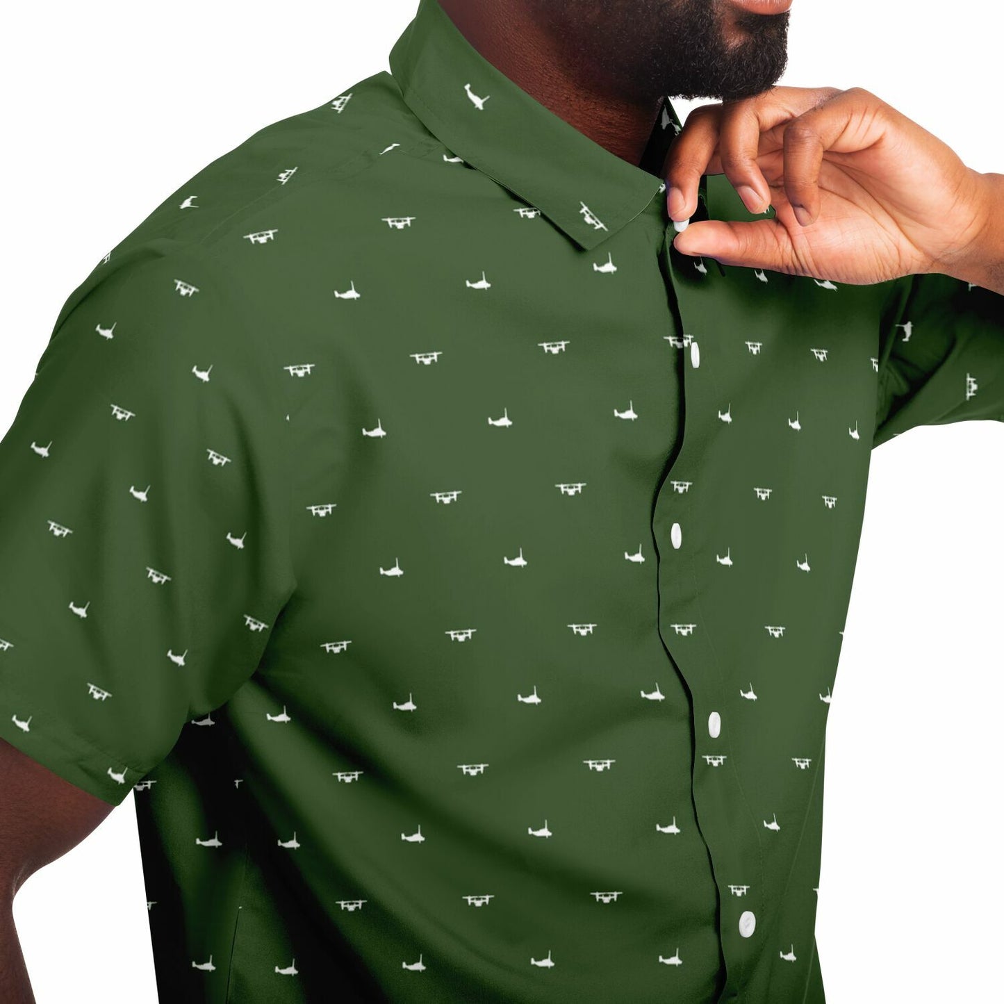 Justein Stefanski Large VMM265 ospreys green Short Sleeve Button Down Shirt -
