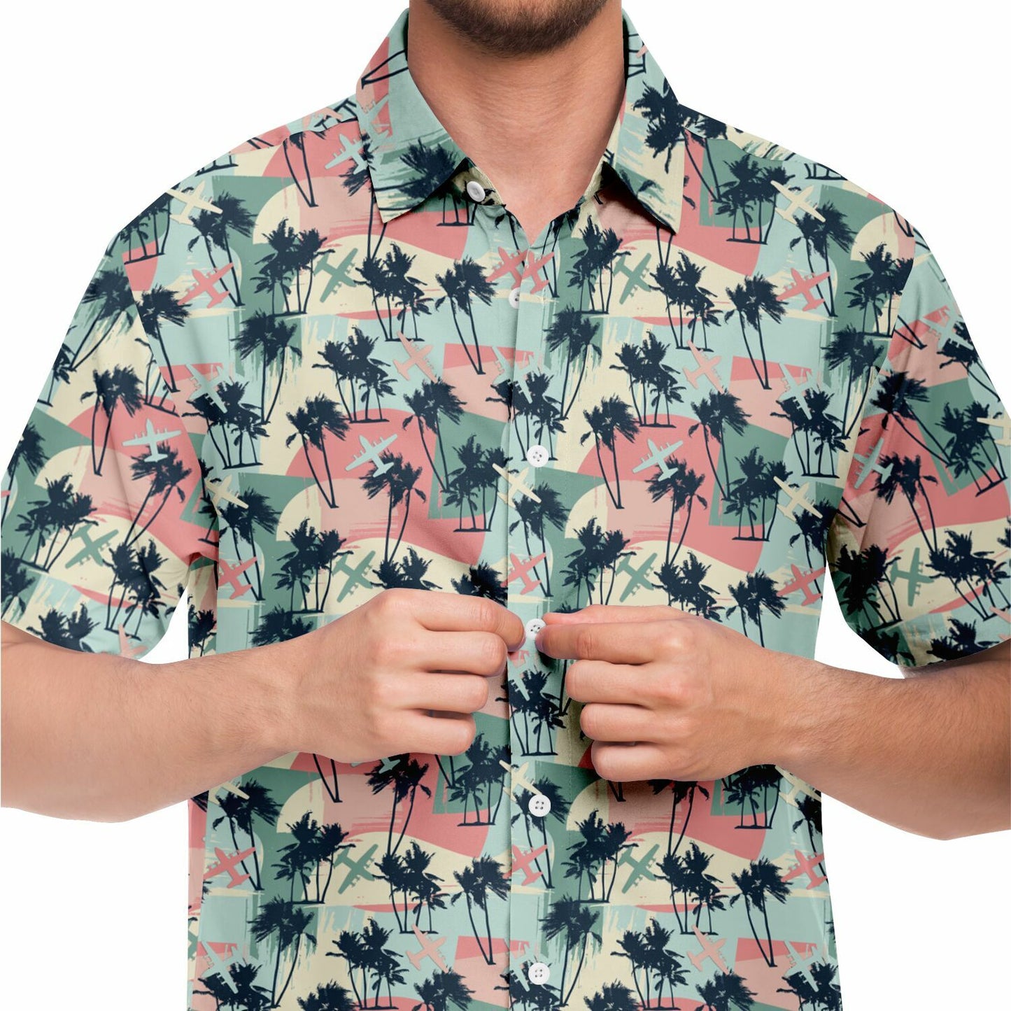 C-130 Retro Old School Short Sleeve Button Down Shirt