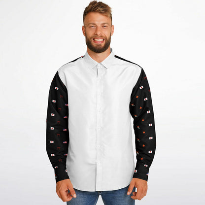 no order example Long Sleeve Button Down Shirt - AOP