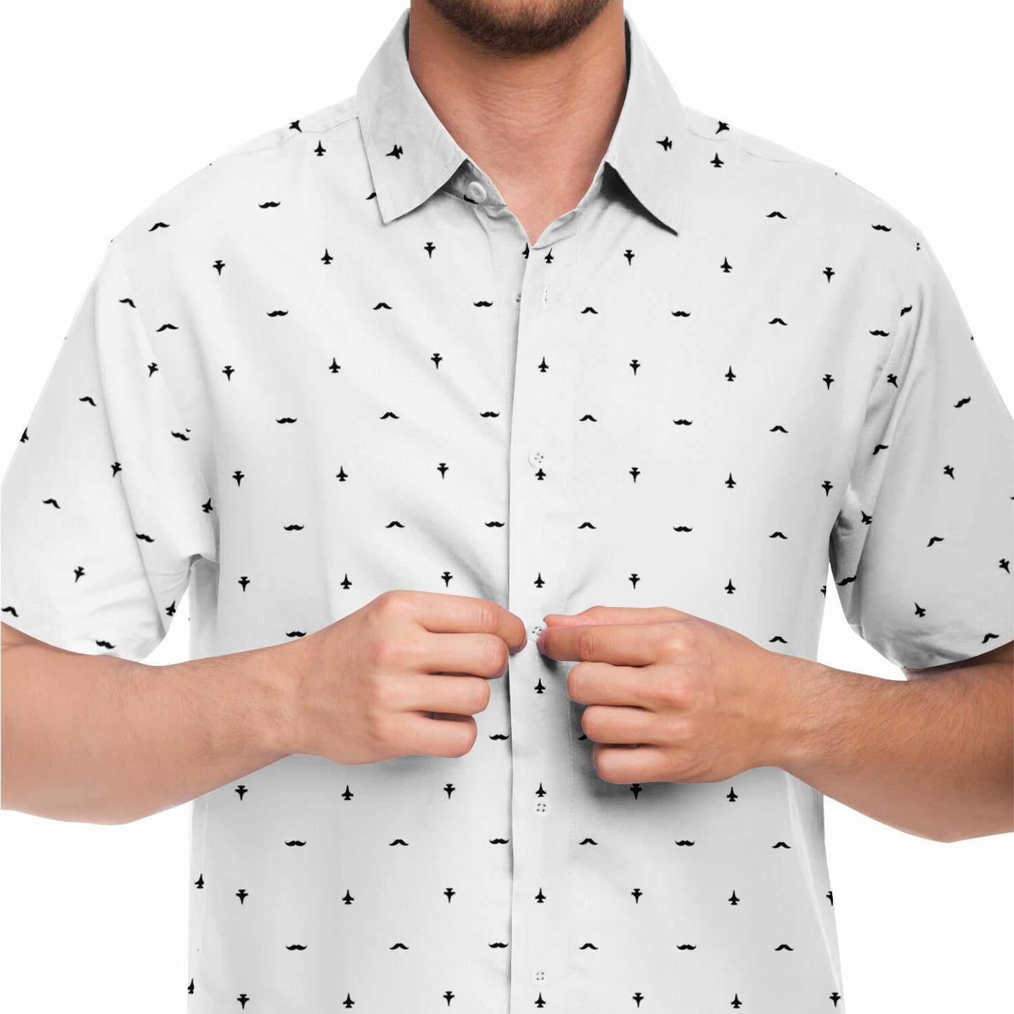 F-16 mustache USE Short Sleeve Button Down Shirt - AOP