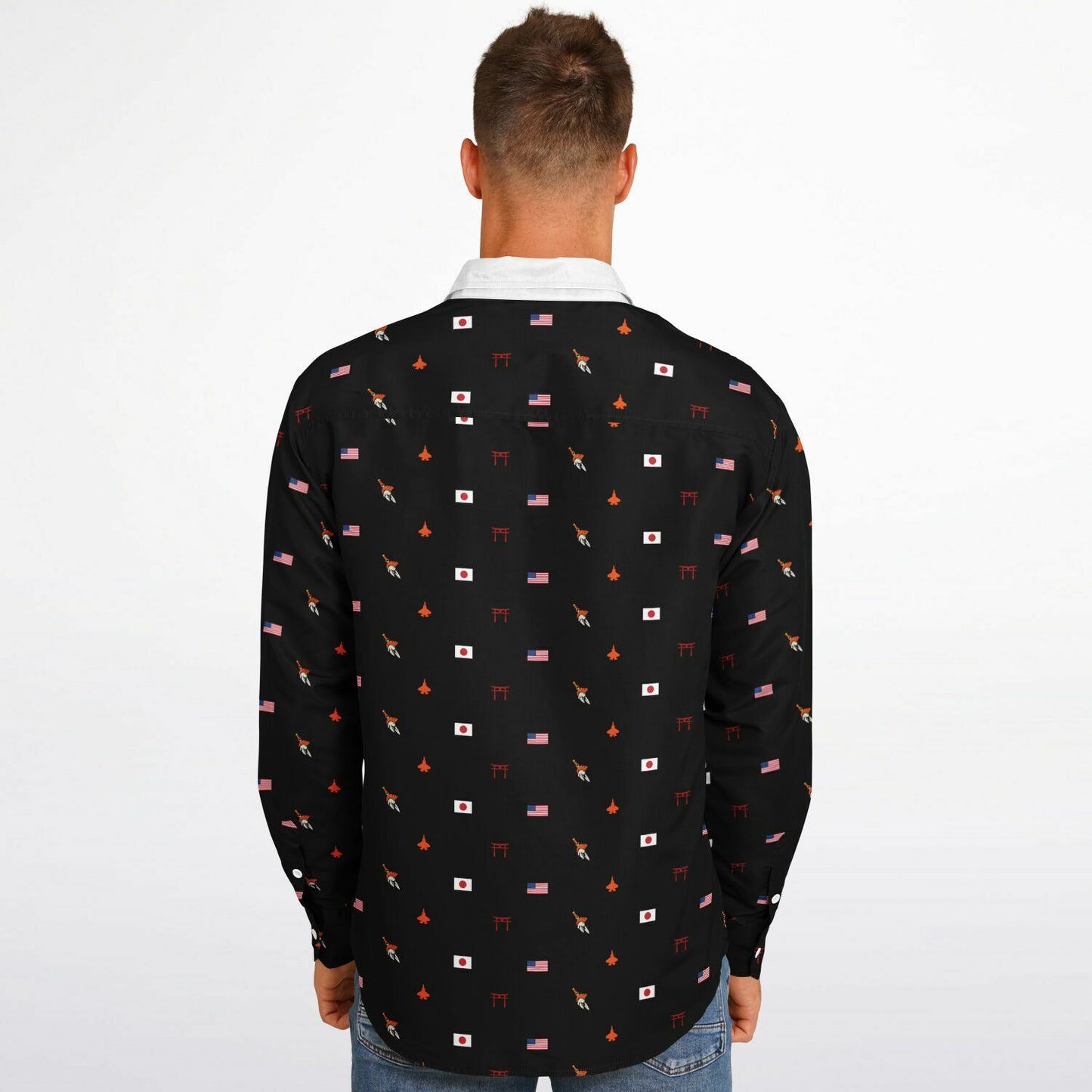 no order example Long Sleeve Button Down Shirt - AOP
