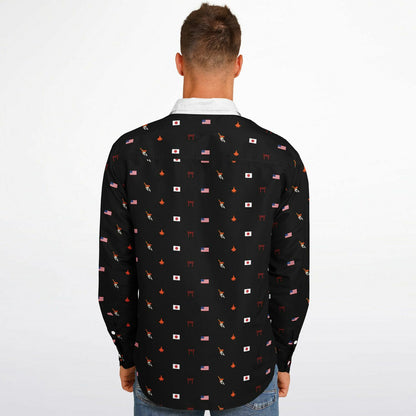 no order example Long Sleeve Button Down Shirt - AOP